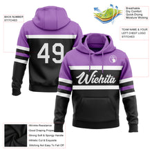 Load image into Gallery viewer, Custom Stitched Black White-Medium Purple Line Sports Pullover Sweatshirt Hoodie
