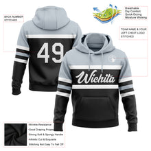 Load image into Gallery viewer, Custom Stitched Black White-Silver Line Sports Pullover Sweatshirt Hoodie
