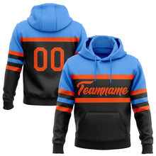 Load image into Gallery viewer, Custom Stitched Black Orange-Powder Blue Line Sports Pullover Sweatshirt Hoodie
