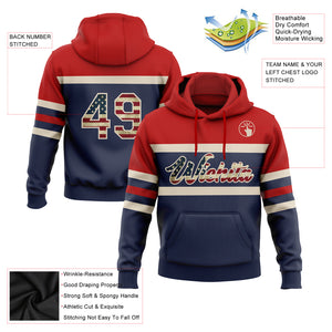 Custom Stitched Navy Vintage USA Flag Cream-Red Line Sports Pullover Sweatshirt Hoodie