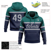 Load image into Gallery viewer, Custom Stitched Navy Gray-Teal Line Sports Pullover Sweatshirt Hoodie
