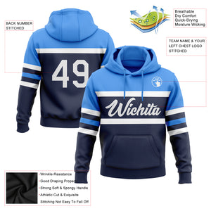 Custom Stitched Navy White-Powder Blue Line Sports Pullover Sweatshirt Hoodie