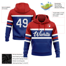 Load image into Gallery viewer, Custom Stitched Royal White-Red Line Sports Pullover Sweatshirt Hoodie
