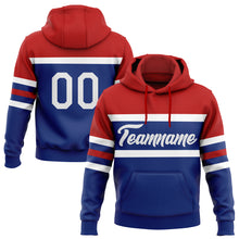 Load image into Gallery viewer, Custom Stitched Royal White-Red Line Sports Pullover Sweatshirt Hoodie
