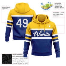 Load image into Gallery viewer, Custom Stitched Royal White-Yellow Line Sports Pullover Sweatshirt Hoodie
