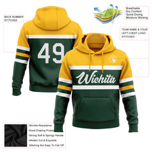 Load image into Gallery viewer, Custom Stitched Green White-Gold Line Sports Pullover Sweatshirt Hoodie
