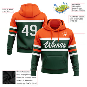 Custom Stitched Green White-Orange Line Sports Pullover Sweatshirt Hoodie