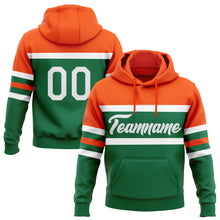 Load image into Gallery viewer, Custom Stitched Kelly Green White-Orange Line Sports Pullover Sweatshirt Hoodie
