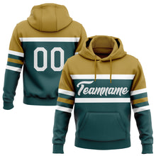 Load image into Gallery viewer, Custom Stitched Midnight Green White-Old Gold Line Sports Pullover Sweatshirt Hoodie
