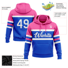 Load image into Gallery viewer, Custom Stitched Thunder Blue White-Pink Line Sports Pullover Sweatshirt Hoodie
