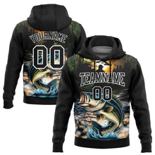 Load image into Gallery viewer, Custom Stitched Black White 3D Largemouth Bass Fish Fishing Sports Pullover Sweatshirt Hoodie
