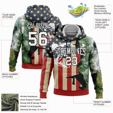 Load image into Gallery viewer, Custom Stitched Navy City Cream Red-Black 3D American Flag And Rainbow Trout Fish Fishing Sports Pullover Sweatshirt Hoodie
