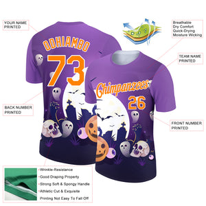 Custom Purple Bay Orange-White 3D Halloween Performance T-Shirt