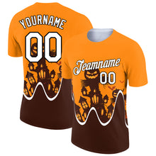 Load image into Gallery viewer, Custom Bay Orange Black-Brown 3D Halloween Performance T-Shirt
