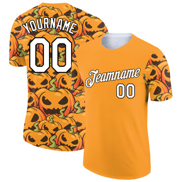 Custom Bay Orange White-Black 3D Halloween Performance T-Shirt