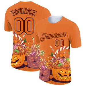 Custom Texas Orange Black 3D Halloween Performance T-Shirt