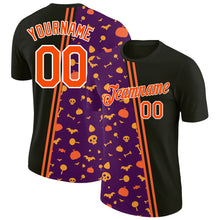 Load image into Gallery viewer, Custom Black Orange-Purple 3D Halloween Performance T-Shirt
