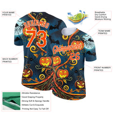 Load image into Gallery viewer, Custom Teal Orange-White 3D Halloween Performance T-Shirt
