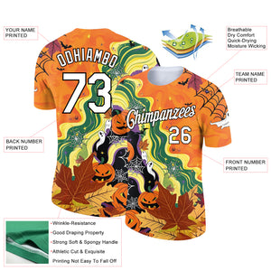 Custom Bay Orange White-Black 3D Halloween Performance T-Shirt