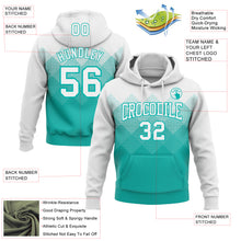 Load image into Gallery viewer, Custom Stitched White Aqua 3D Pattern Design Gradient Square Shape Sports Pullover Sweatshirt Hoodie
