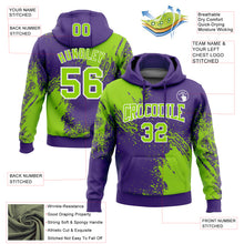 Load image into Gallery viewer, Custom Stitched Purple Neon Green-White 3D Pattern Design Abstract Brush Stroke Sports Pullover Sweatshirt Hoodie
