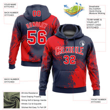 Load image into Gallery viewer, Custom Stitched Navy Fire Red-White 3D Pattern Design Abstract Brush Stroke Sports Pullover Sweatshirt Hoodie
