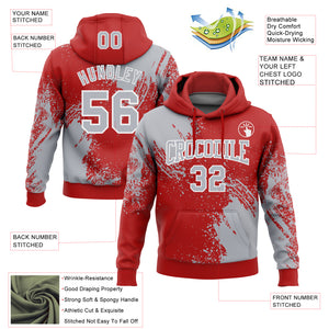 Custom Stitched Red Gray-White 3D Pattern Design Abstract Brush Stroke Sports Pullover Sweatshirt Hoodie