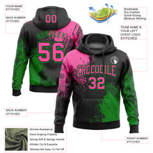 Load image into Gallery viewer, Custom Stitched Black Pink-Grass Green 3D Pattern Design Abstract Brush Stroke Sports Pullover Sweatshirt Hoodie
