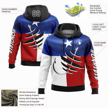 Load image into Gallery viewer, Custom Stitched Royal Black-Red 3D Texas Flag And Fish Hook Fishing Sports Pullover Sweatshirt Hoodie
