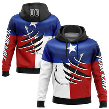 Load image into Gallery viewer, Custom Stitched Royal Black-Red 3D Texas Flag And Fish Hook Fishing Sports Pullover Sweatshirt Hoodie
