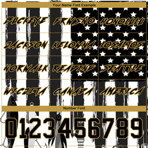 Custom Stitched Black Old Gold-White 3D American Flag And Fish Hook Fishing Bait Sports Pullover Sweatshirt Hoodie