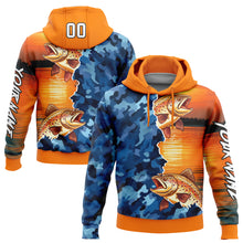 Load image into Gallery viewer, Custom Stitched Bay Orange Camo-Black 3D Trout Fish Fishing Sports Pullover Sweatshirt Hoodie
