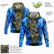 Load image into Gallery viewer, Custom Stitched Camo White-Black 3D Flame And Fish Hook Fishing Sports Pullover Sweatshirt Salute To Service Hoodie
