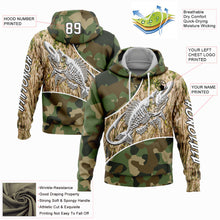 Load image into Gallery viewer, Custom Stitched Camo White-Black 3D Fish Hook Skull Fishing Sports Pullover Sweatshirt Salute To Service Hoodie
