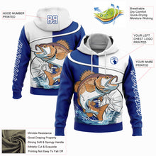 Load image into Gallery viewer, Custom Stitched Thunder Blue White 3D Largemouth Bass Fish Fishing Sports Pullover Sweatshirt Hoodie
