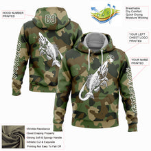 Load image into Gallery viewer, Custom Stitched Camo Olive-White 3D Fish Hook Skull Fishing Sports Pullover Sweatshirt Salute To Service Hoodie
