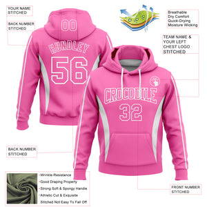 Custom Stitched Pink White 3D Pattern Design Color Blocking Stripe Sports Pullover Sweatshirt Hoodie