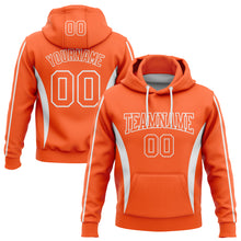 Load image into Gallery viewer, Custom Stitched Orange White 3D Pattern Design Color Blocking Stripe Sports Pullover Sweatshirt Hoodie
