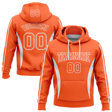 Custom Stitched Orange White 3D Pattern Design Color Blocking Stripe Sports Pullover Sweatshirt Hoodie