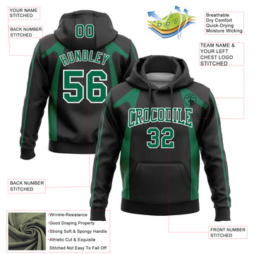 Custom Stitched Black Kelly Green-White 3D Pattern Design Segmentation Patchwork Stripe Sports Pullover Sweatshirt Hoodie