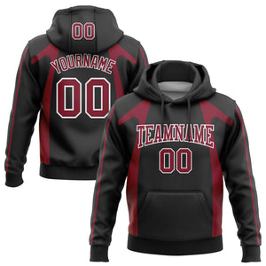 Custom Stitched Black Crimson-White 3D Pattern Design Segmentation Patchwork Stripe Sports Pullover Sweatshirt Hoodie