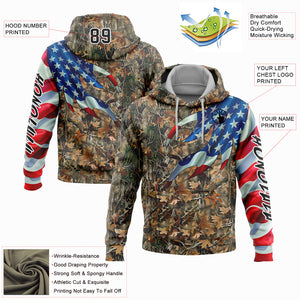 Custom Stitched Camo Black-White 3D American Flag Hunting Sports Pullover Sweatshirt Hoodie