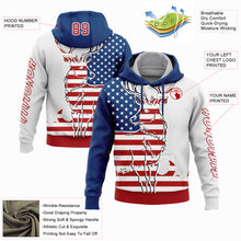 Load image into Gallery viewer, Custom Stitched White Red-US Navy Blue 3D American Flag And Deer Hunting Sports Pullover Sweatshirt Hoodie
