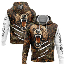 Load image into Gallery viewer, Custom Stitched Camo Black-White 3D Bear Hunting Sports Pullover Sweatshirt Hoodie
