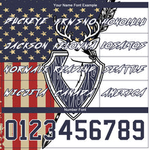 Load image into Gallery viewer, Custom Stitched White Navy 3D American Flag And Deer Hunting Sports Pullover Sweatshirt Hoodie
