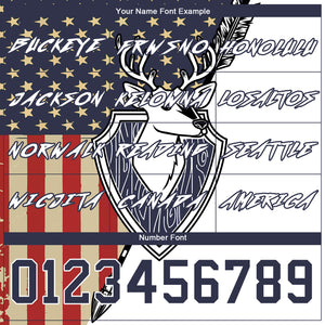 Custom Stitched White Navy 3D American Flag And Deer Hunting Sports Pullover Sweatshirt Hoodie