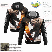 Load image into Gallery viewer, Custom Stitched Black White 3D Bear Hunting Sports Pullover Sweatshirt Hoodie
