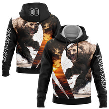 Load image into Gallery viewer, Custom Stitched Black White 3D Bear Hunting Sports Pullover Sweatshirt Hoodie
