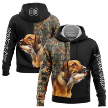 Load image into Gallery viewer, Custom Stitched Black White 3D Pheasant Hunting With Dog Sports Pullover Sweatshirt Hoodie
