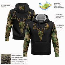 Load image into Gallery viewer, Custom Stitched Black Cmao-Old Gold 3D Deer Hunting Sports Pullover Sweatshirt Hoodie
